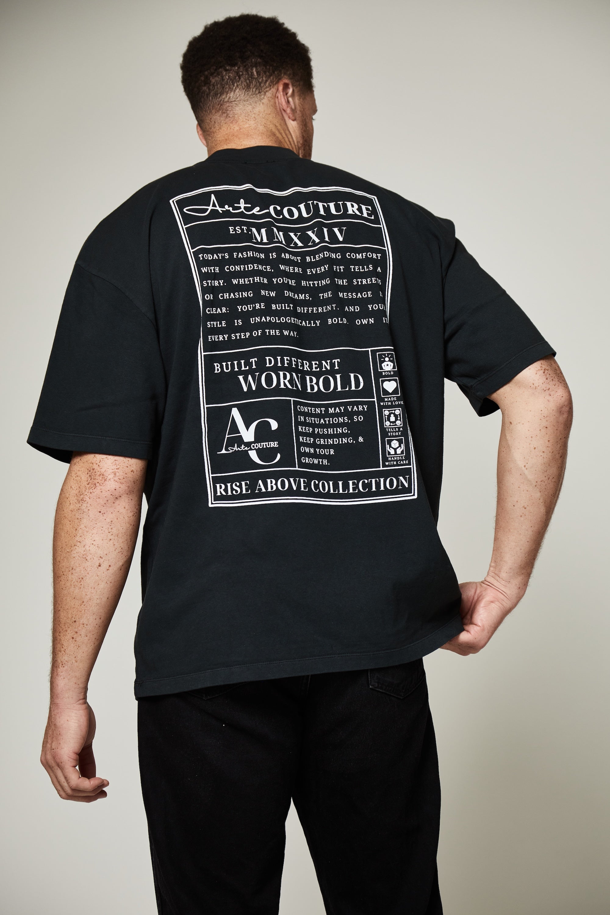 Rise Above Oversized Shirt - "Built Different, Worn Bold" - Onyx