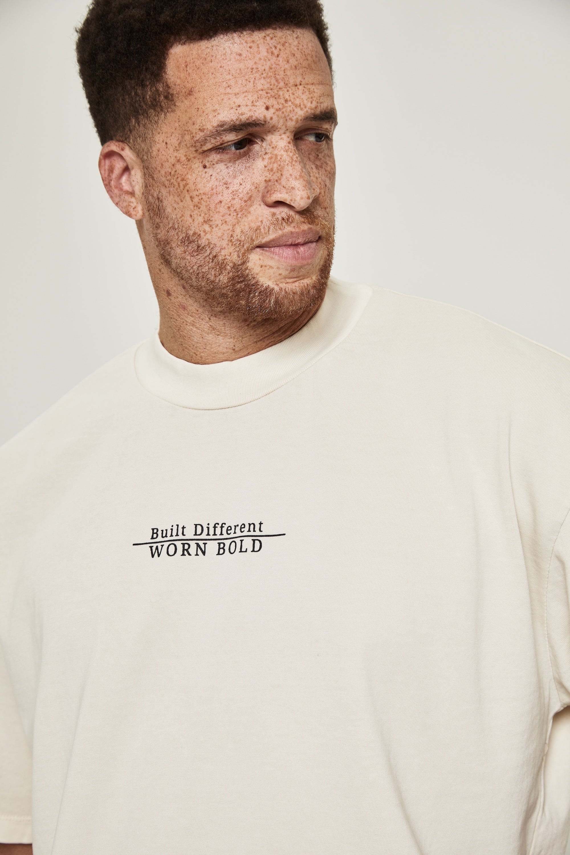 Rise Above Oversized Shirt - "Built Different, Worn Bold" - Bone