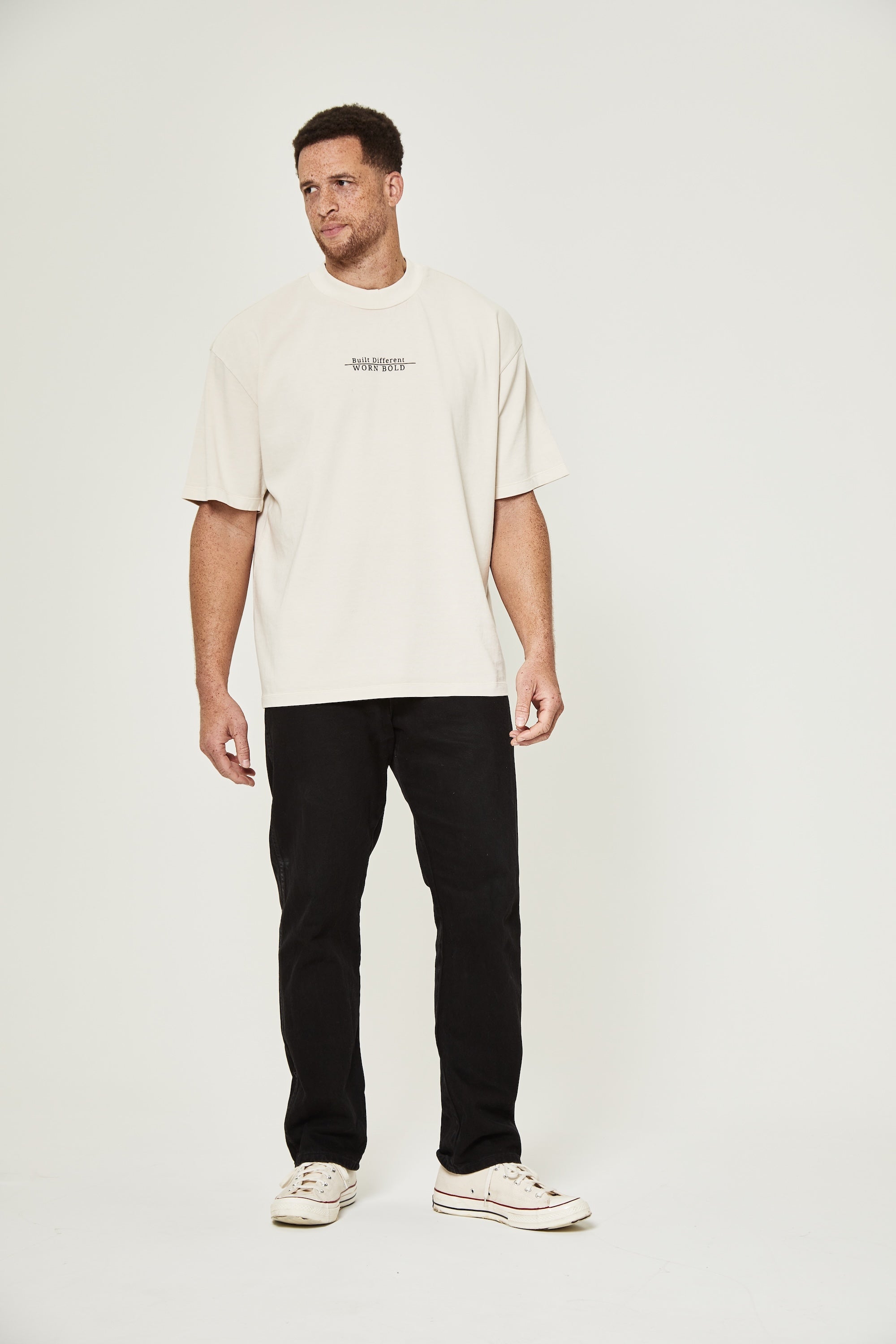 Rise Above Oversized Shirt - "Built Different, Worn Bold" - Bone