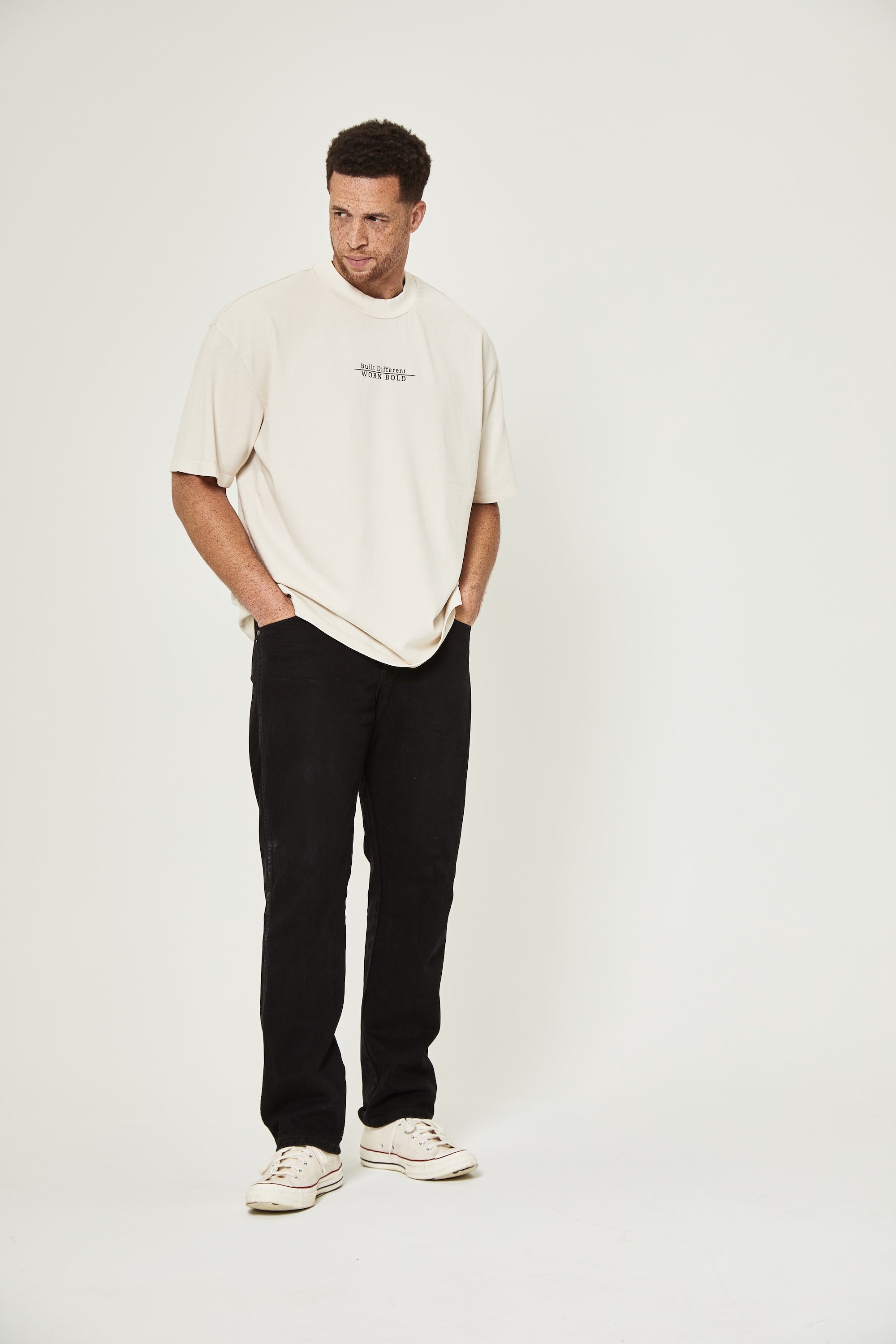Rise Above Oversized Shirt - "Built Different, Worn Bold" - Bone