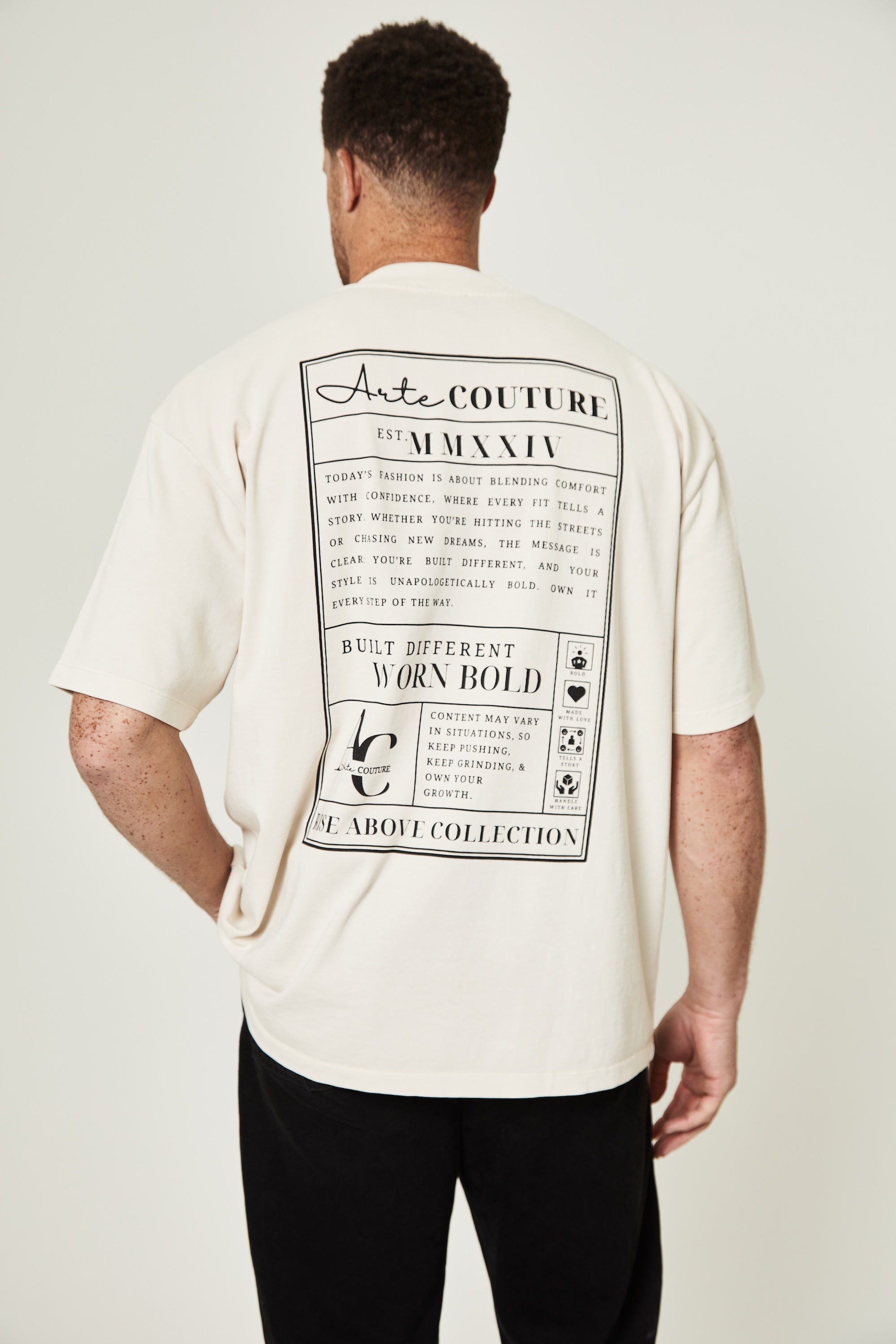 Rise Above Oversized Shirt - "Built Different, Worn Bold" - Bone